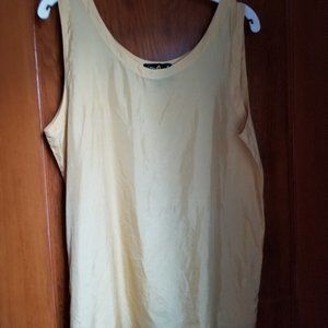 Rare 90s, gold, scoop neck, dressy silk top, M, sleeveless blouse, Stone